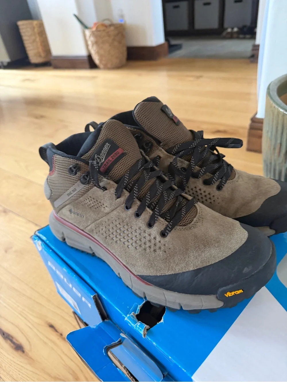 Danner Men's Brown and Black Chukka Trail Boots with Red Trim